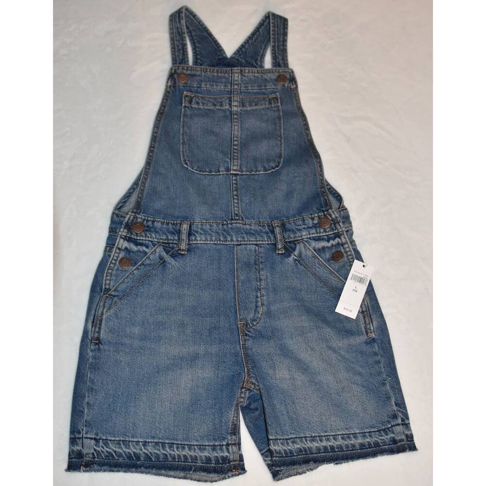 Gap Kids Denim Overall Shorts, NWT, Large Size 10, Medium Blue